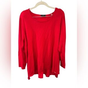 Tahari Bold Red Long Sleeve Top